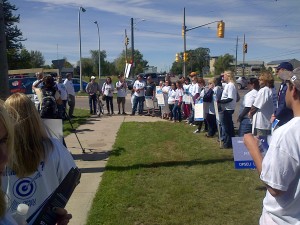 On the picket line at Providence Care, Kingston. Photo by Rankandfile.ca