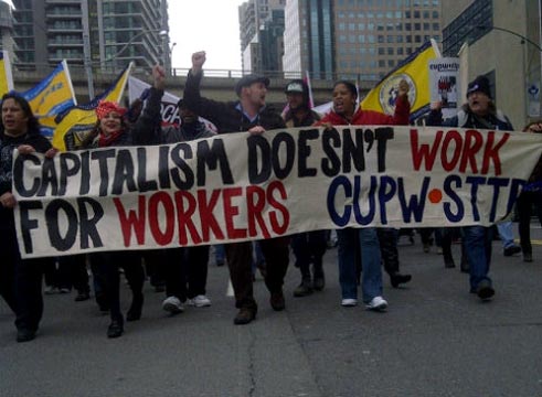 Postal workers marching in Toronto, October 27 2011.