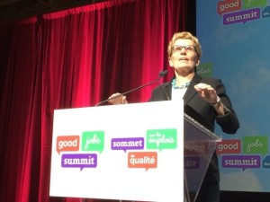 Ontario Premier Kathleen Wynne addressing the Good Jobs Summit   