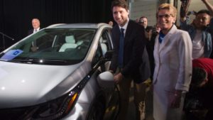 Prime Minister Trudeau and Ontario Premier Wynne in Oshawa on June 10 celebrating 1000 new jobs while 2500 others hang in the balance.