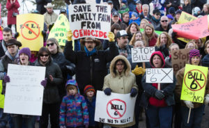One of the several anti-Bill 6 rallies that drew several hundred supporters each.